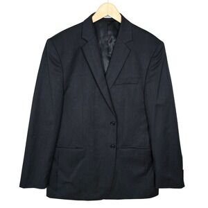 Calvin Klein Men's Classic Black White Pinstripe Wool Blend 2-Button Blazer XXL